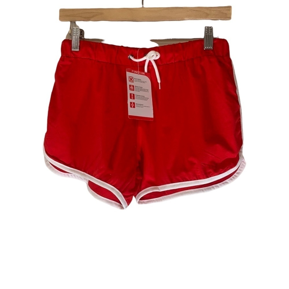 Yoga Running Workout Shorts Tankoo Athletic Elastic Waist Red - Women's size M - Picture 1 of 7